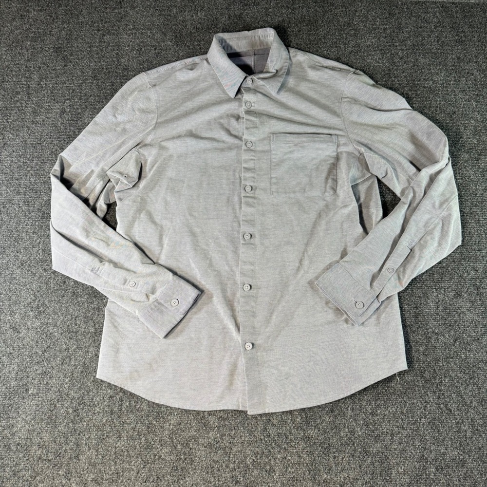 Lululemon Commission Long Sleeve Shirt Mens Gray Button Down Tech Top